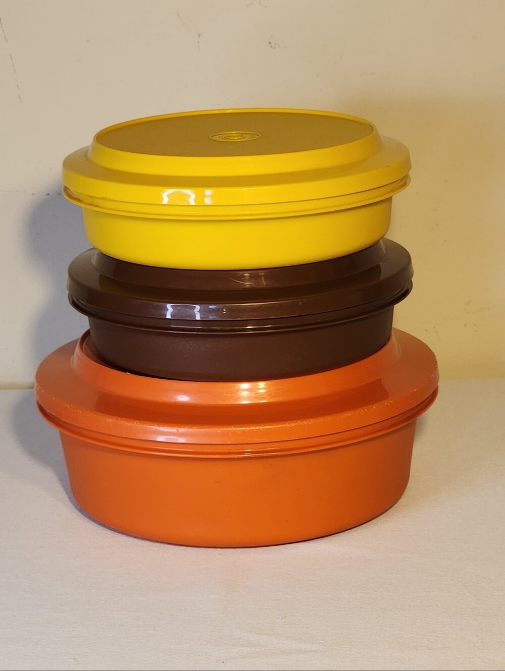 Three Vintage Tupperware Seal N Serve Containers in Harvest Colors